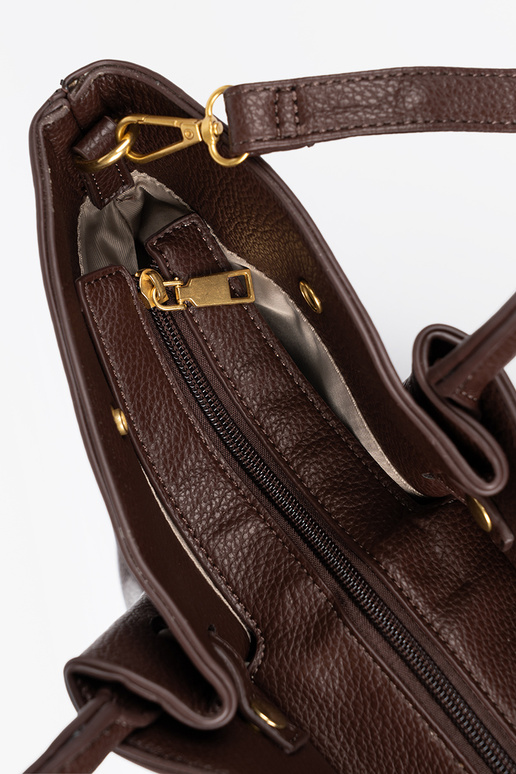 Pojemna torba In ciemnym brązie no eko ādas