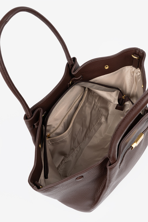 Pojemna torba In ciemnym brązie no eko ādas