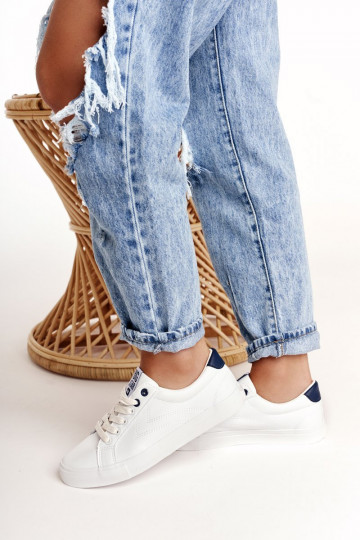 Stilīgi sporta apavi no dabīgas ādas BIG STAR BB274211 Balts un tumši zils