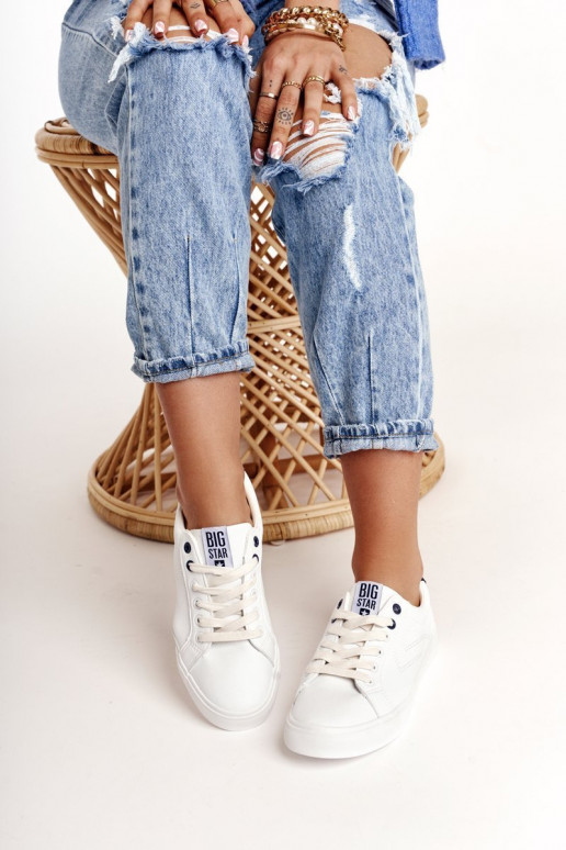 Stilīgi sporta apavi no dabīgas ādas BIG STAR BB274211 Balts un tumši zils