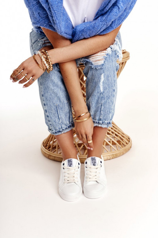 Stilīgi sporta apavi no dabīgas ādas BIG STAR BB274211 Balts un tumši zils