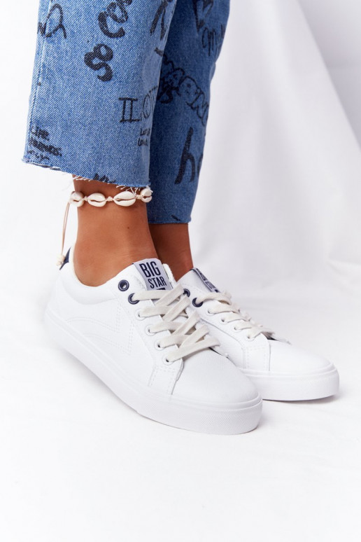 Stilīgi sporta apavi no dabīgas ādas BIG STAR BB274211 Balts un tumši zils