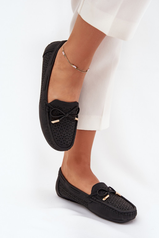 sieviešu mokasīni Ar ažūra rakstu I INiązaniem melnas krāsas Mirisa