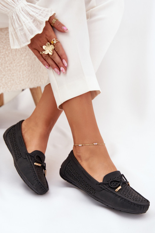 sieviešu mokasīni Ar ažūra rakstu I INiązaniem melnas krāsas Mirisa