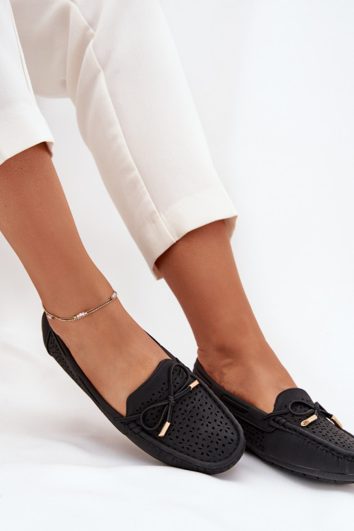 sieviešu mokasīni Ar ažūra rakstu I INiązaniem melnas krāsas Mirisa