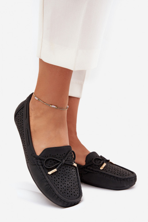sieviešu mokasīni Ar ažūra rakstu I INiązaniem melnas krāsas Mirisa