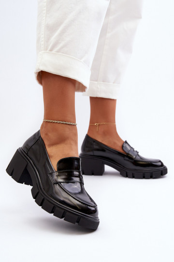 sieviešu mokasīni Uz masīviem papēžiem Big Star NN274055 melnas krāsas