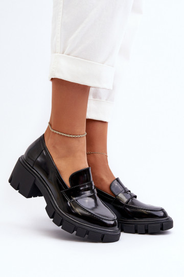 sieviešu mokasīni Uz masīviem papēžiem Big Star NN274055 melnas krāsas 2