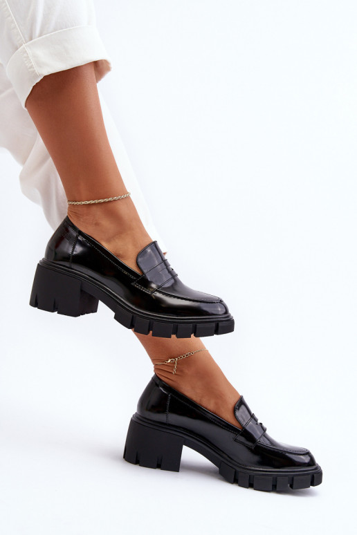 sieviešu mokasīni Uz masīviem papēžiem Big Star NN274055 melnas krāsas