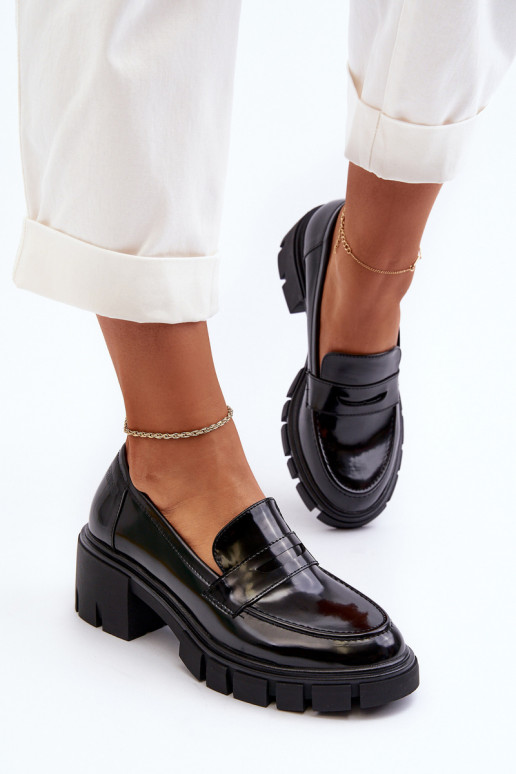 sieviešu mokasīni Uz masīviem papēžiem Big Star NN274055 melnas krāsas