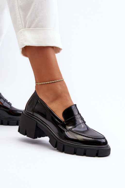 sieviešu mokasīni Uz masīviem papēžiem Big Star NN274055 melnas krāsas