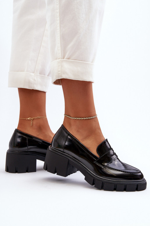 sieviešu mokasīni Uz masīviem papēžiem Big Star NN274055 melnas krāsas