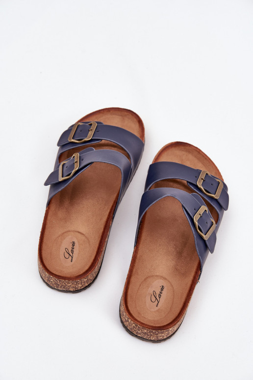 Sieviešu Čības Korkovas platformā ar sprādzēm tumši zilas krāsas Vesina