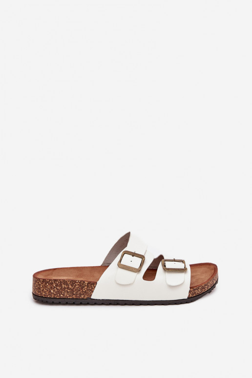 Sieviešu Čības Korkovas platformā ar sprādzēm baltas krāsas Vesina