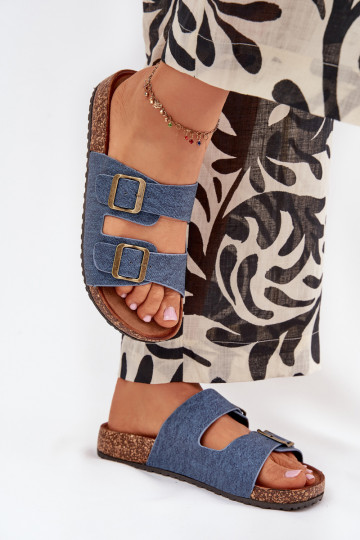 Sieviešu Čības Korkovas platformā ar sprādzēm Tumšs Jeans Vesina