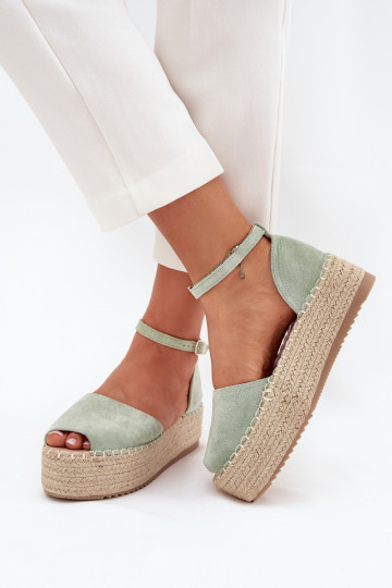 sandales Espadrilles ar platformu Ar bizi piparmētras krāsas Selise
