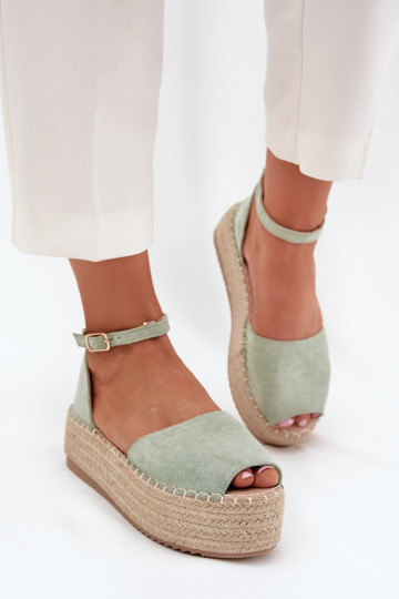 sandales Espadrilles ar platformu Ar bizi piparmētras krāsas Selise 2