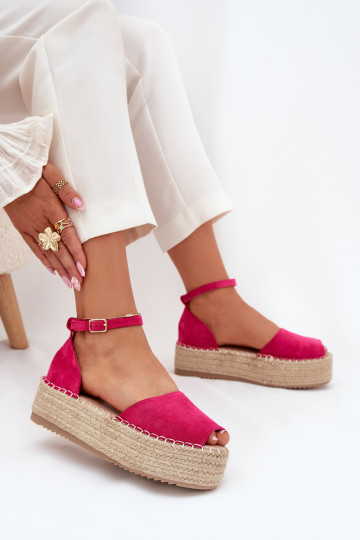 sandales Espadrilles ar platformu Ar bizi rozā krāsas Selise