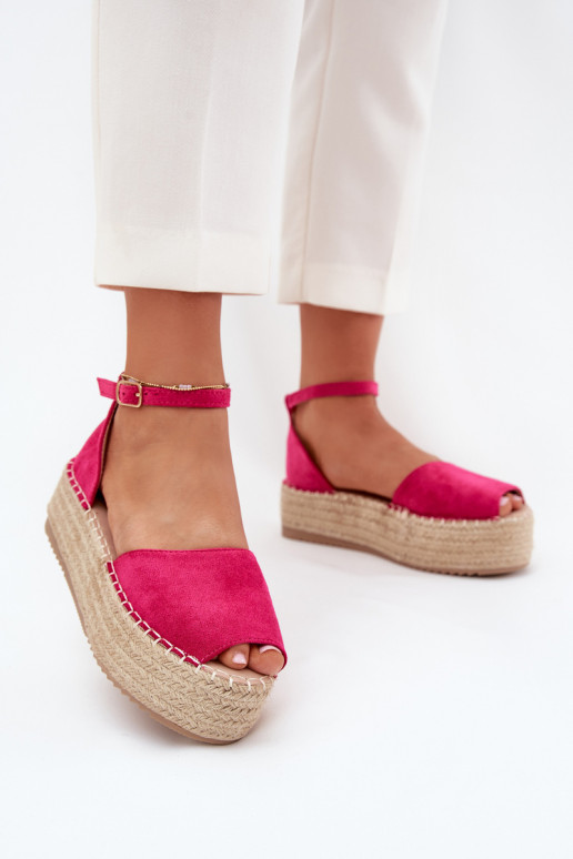 sandales Espadrilles ar platformu Ar bizi rozā krāsas Selise sandales Espadrilles ar platformu Ar bizi rozā krāsas Selise