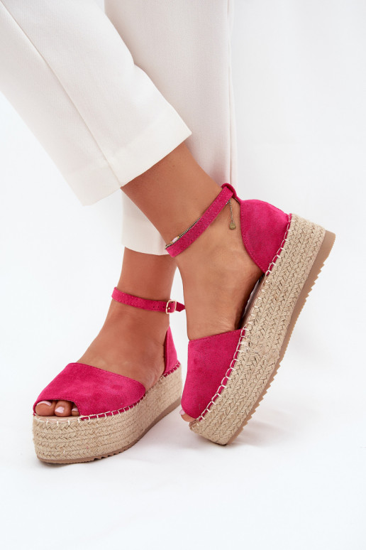 sandales Espadrilles ar platformu Ar bizi rozā krāsas Selise sandales Espadrilles ar platformu Ar bizi rozā krāsas Selise