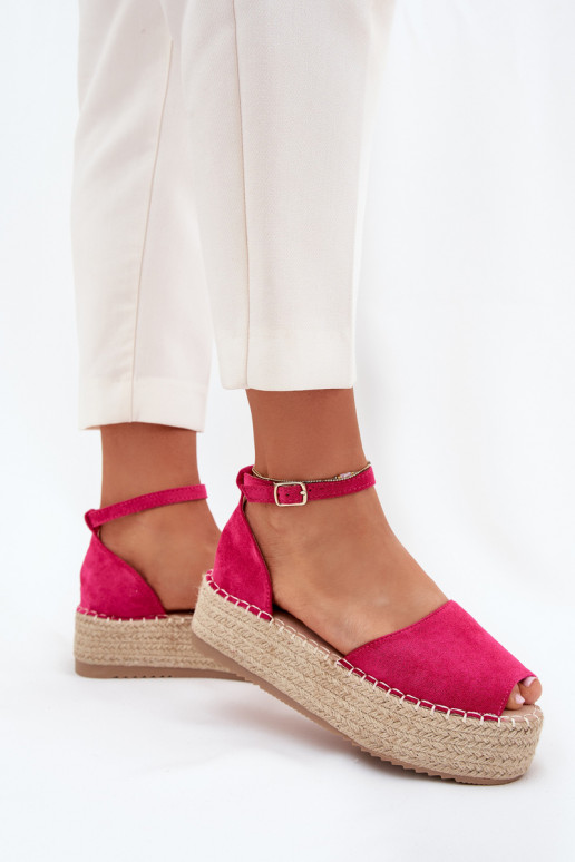 sandales Espadrilles ar platformu Ar bizi rozā krāsas Selise sandales Espadrilles ar platformu Ar bizi rozā krāsas Selise