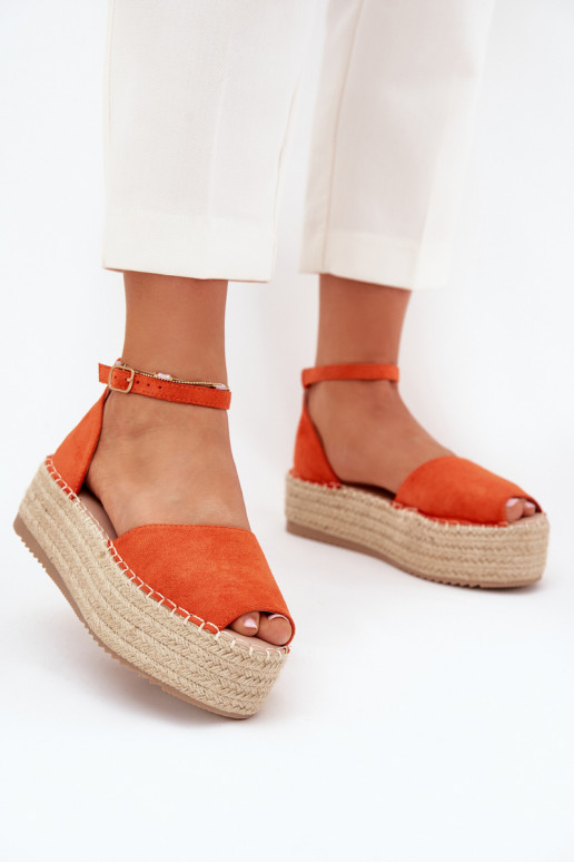 sandales Espadrilles ar platformu Ar bizi oranžas krāsas Selise sandales Espadrilles ar platformu Ar bizi oranžas krāsas Selise
