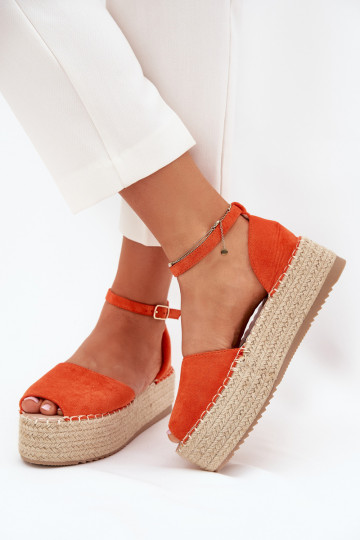 sandales Espadrilles ar platformu Ar bizi oranžas krāsas Selise 2