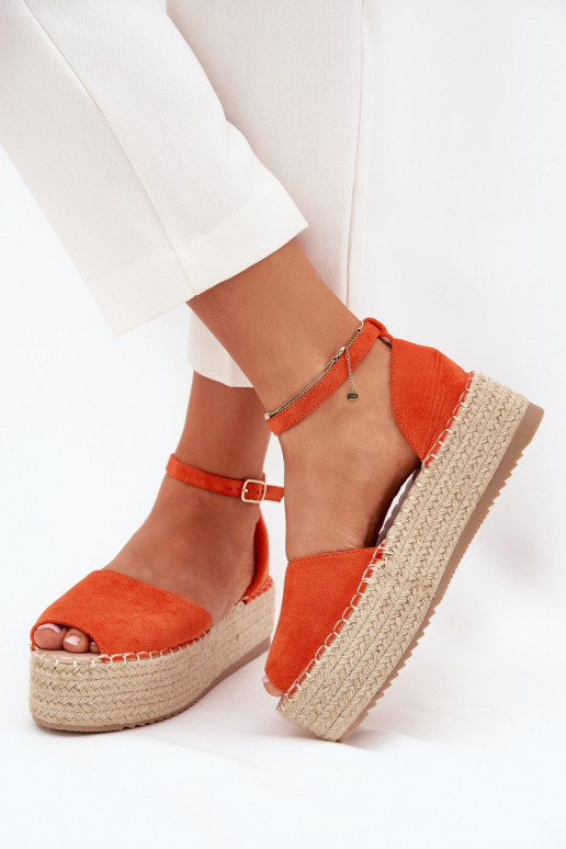 sandales Espadrilles ar platformu Ar bizi oranžas krāsas Selise sandales Espadrilles ar platformu Ar bizi oranžas krāsas Selise