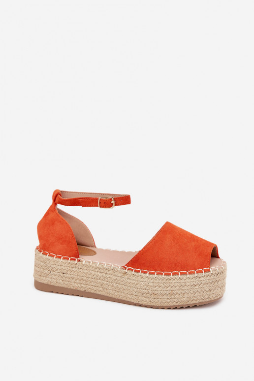 sandales Espadrilles ar platformu Ar bizi oranžas krāsas Selise sandales Espadrilles ar platformu Ar bizi oranžas krāsas Selise