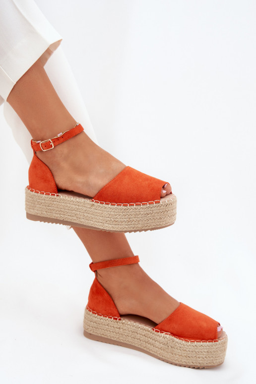 sandales Espadrilles ar platformu Ar bizi oranžas krāsas Selise sandales Espadrilles ar platformu Ar bizi oranžas krāsas Selise