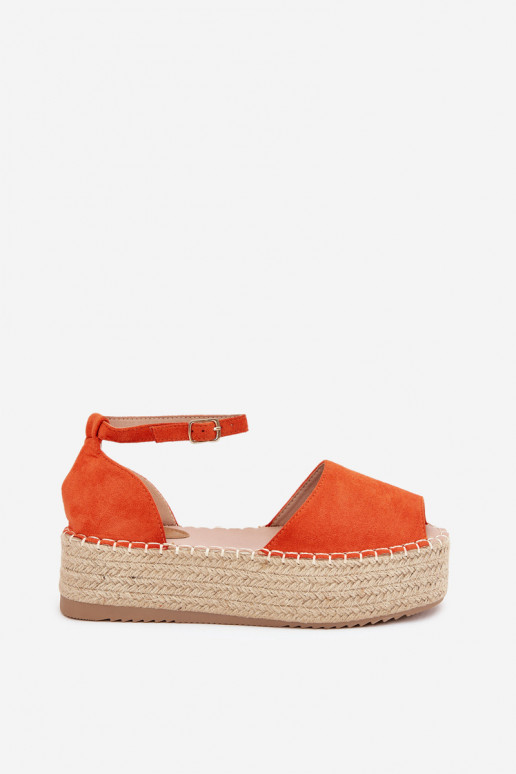 sandales Espadrilles ar platformu Ar bizi oranžas krāsas Selise sandales Espadrilles ar platformu Ar bizi oranžas krāsas Selise