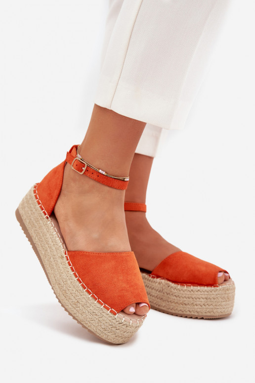 sandales Espadrilles ar platformu Ar bizi oranžas krāsas Selise sandales Espadrilles ar platformu Ar bizi oranžas krāsas Selise