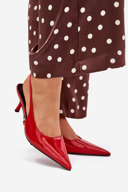 Laque Kurpes ar papēdi Apavi ar spicu purngalu sarkanas krāsas Talira