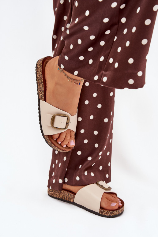 sieviešu čības Korkovas platformā ar sprādzēm smilšu krāsas Vianara