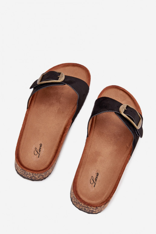 sieviešu čības ar sprādzēm Korkovas platformā melnas krāsas Zavira