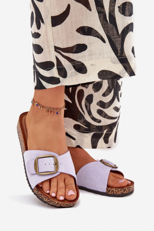 sieviešu čības ar sprādzēm Korkovas platformā Violeta krāsa Zavira