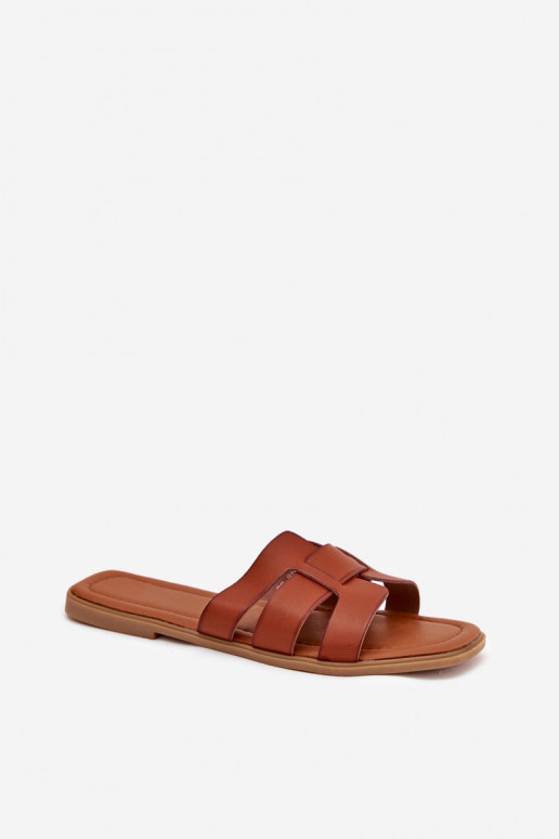 sieviešu čības ar platiem papēžiem brūnas krāsas Mirona