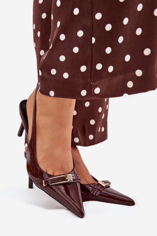 Laque Kurpes ar papēdi Ar zelta sprādzi CzekoladoIne Vivae