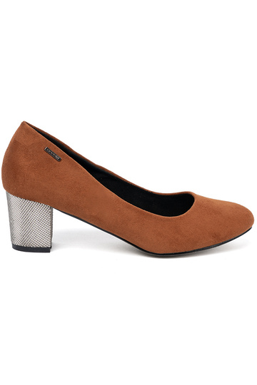 brūnas krāsas puszābaki z ozdobnym Sudrabsm obcasem 2