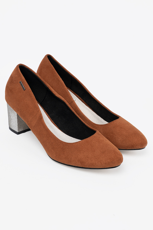 brūnas krāsas puszābaki z ozdobnym Sudrabsm obcasem