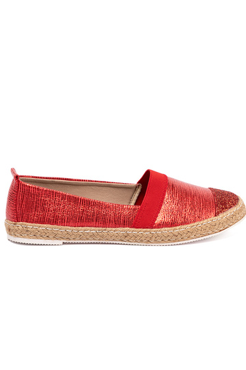 sarkanas krāsas espadrilas z błyszczącą nitką 2