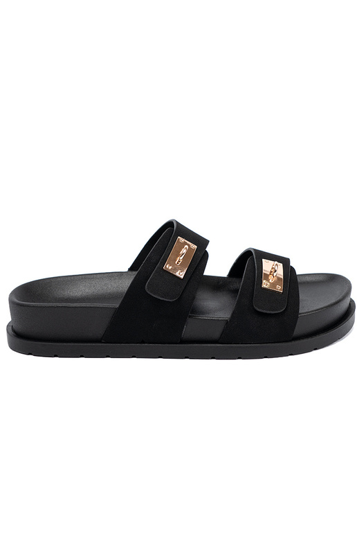 Čības ar platformu ze zeltainimi detalami