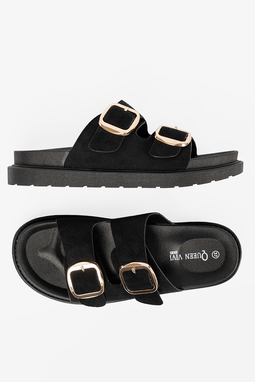 Čības sieviešu Melnas krāsas ze zeltainimi klamrami