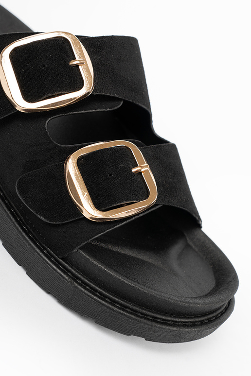 Čības sieviešu Melnas krāsas ze zeltainimi klamrami