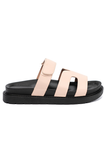 smilšu krāsas čības ar jostu Velcro 2