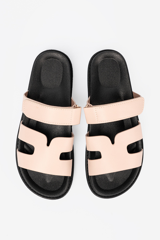 smilšu krāsas čības ar jostu Velcro