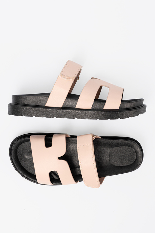 smilšu krāsas čības ar jostu Velcro