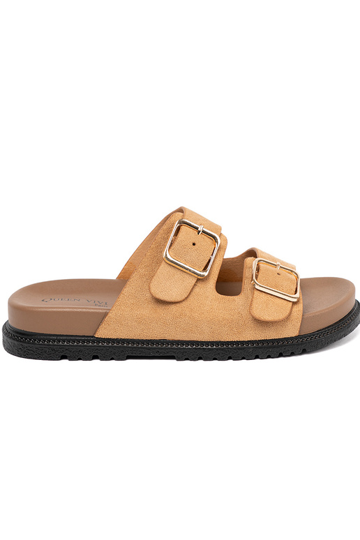 Brūnas krāsas čības sieviešu ze zeltainimi klamrami