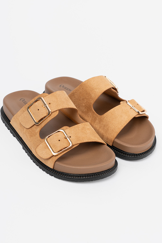 Brūnas krāsas čības sieviešu ze zeltainimi klamrami