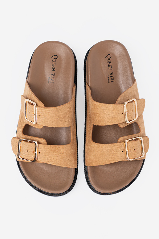 Brūnas krāsas čības sieviešu ze zeltainimi klamrami